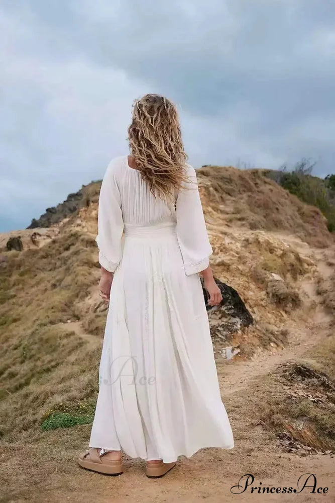Large Backless Profound V Cotton Boho Dress