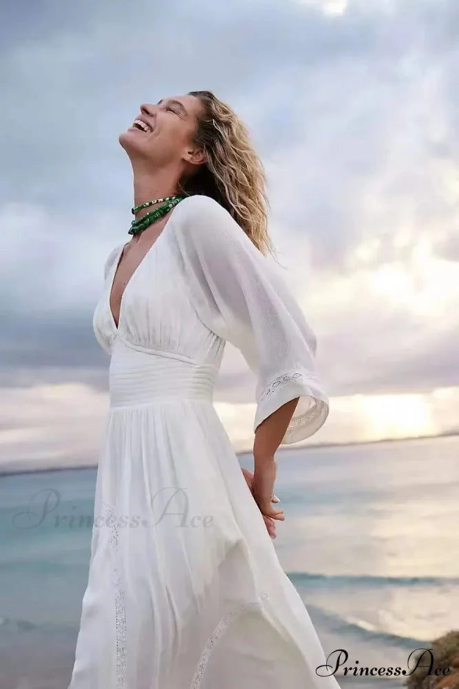 Large Backless Profound V Cotton Boho Dress