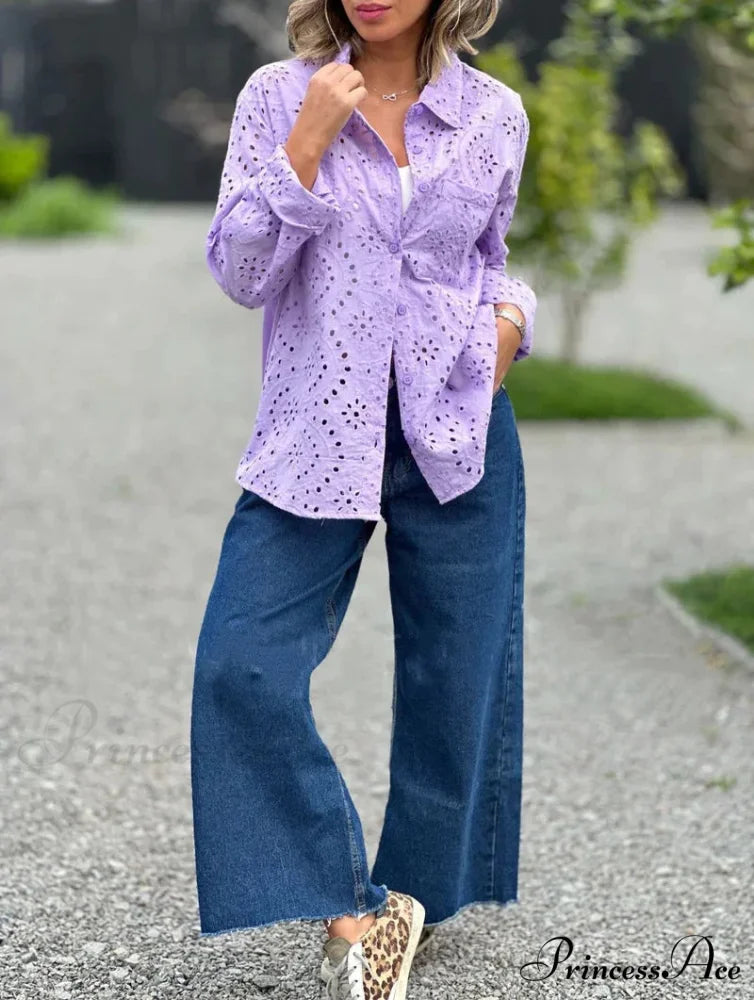 Large Baggy Flower Stitching Lace Boho Top