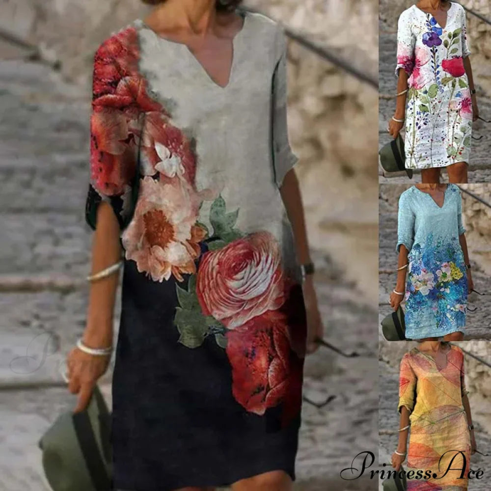 Large Big Printed Boho Casual Party Elegant Dresses