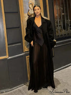 Large Black Woolen Mix Coat