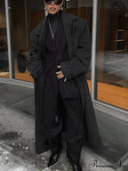 Large Black Woolen Mix Coat