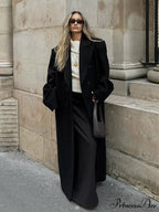 Large Black Woolen Mix Coat