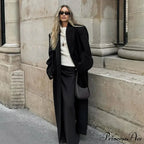 Large Black Woolen Mix Coat