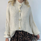 Large Button Up Bulky Knit Cardigan