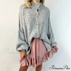 Large Button Up Bulky Knit Cardigan