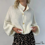 Large Button Up Bulky Knit Cardigan