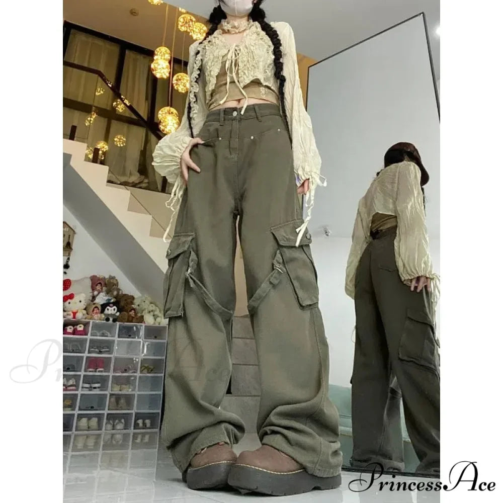 Large Cargo Denim Jeans Women Trousers