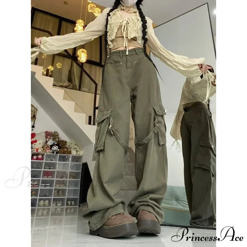 Large Cargo Denim Jeans Women Trousers