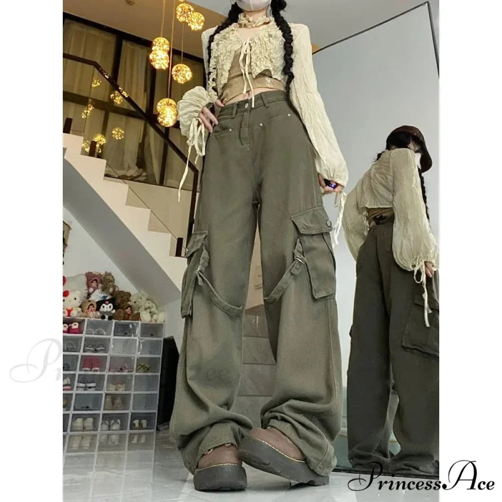 Large Cargo Denim Jeans Women Trousers