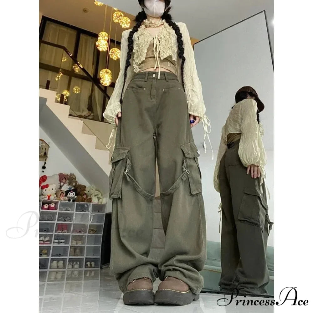 Large Cargo Denim Jeans Women Trousers
