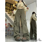 Large Cargo Denim Jeans Women Trousers