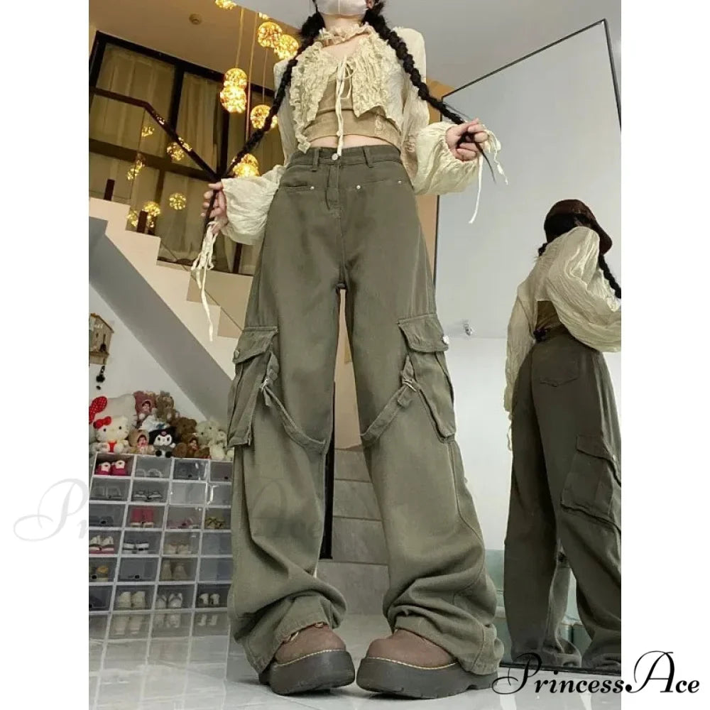 Large Cargo Denim Jeans Women Trousers