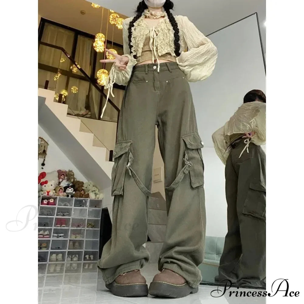 Large Cargo Denim Jeans Women Trousers