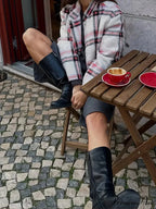 Large Checkered Pattern Woolen Bomber Jacket