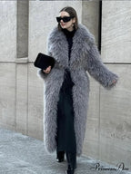 Large Collar Extended Furry Fox Jacket