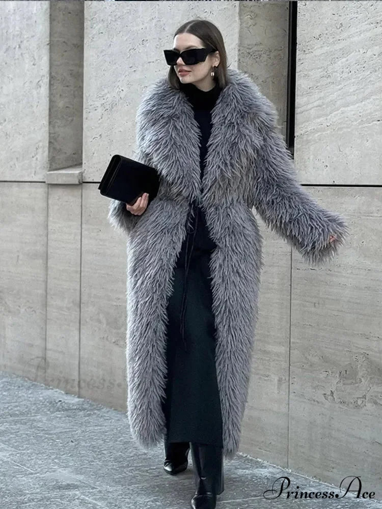 Large Collar Extended Furry Fox Jacket