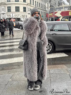 Large Collar Extended Furry Fox Jacket