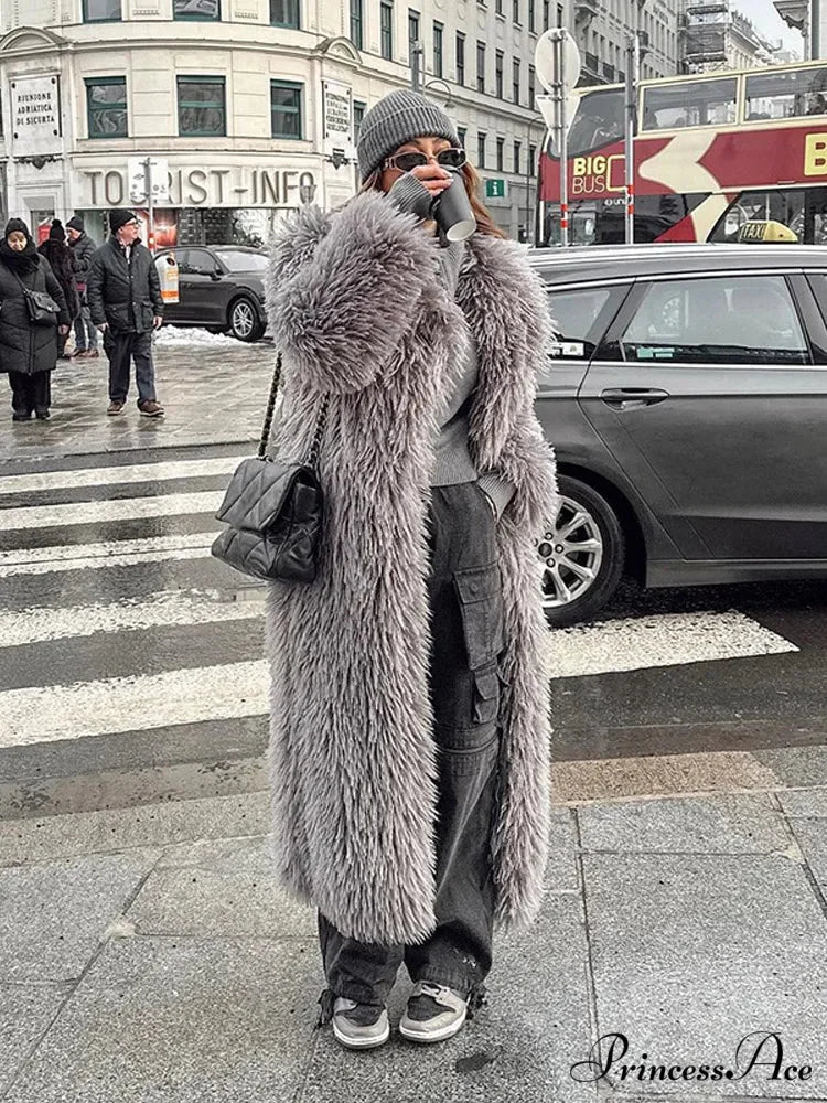 Large Collar Extended Furry Fox Jacket