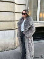 Large Collar Extended Furry Fox Jacket