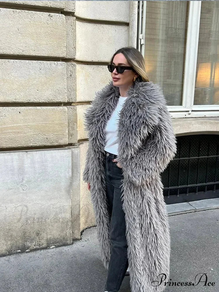 Large Collar Extended Furry Fox Jacket