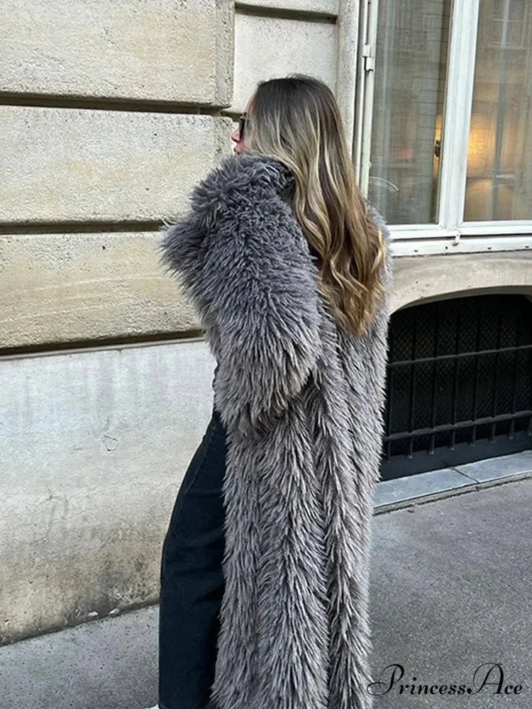 Large Collar Extended Furry Fox Jacket