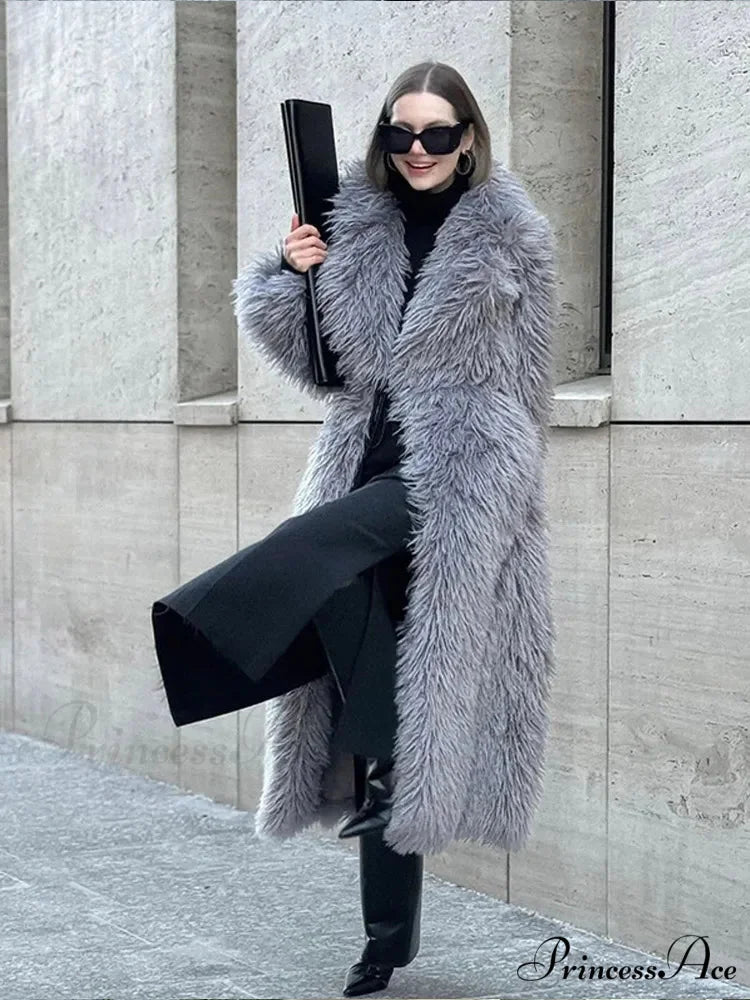 Large Collar Extended Furry Fox Jacket