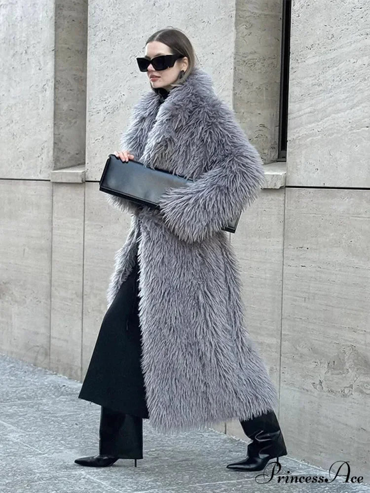 Large Collar Extended Furry Fox Jacket