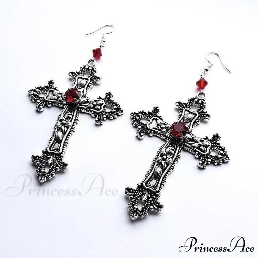 Large Detailed Cross Drill Pendant Jewel Necklace