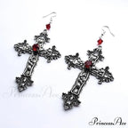 Large Detailed Cross Drill Pendant Jewel Necklace