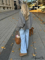 Large Grey Drawstring Woolen Coat