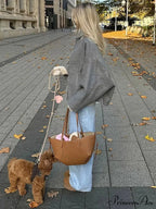 Large Grey Drawstring Woolen Coat