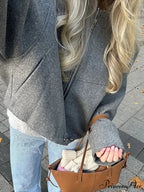 Large Grey Drawstring Woolen Coat