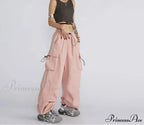 Large Solid Cargo Drawstring Trousers