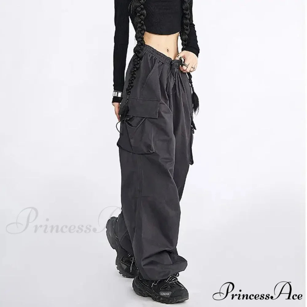 Large Solid Cargo Drawstring Trousers