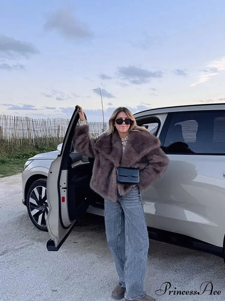 Large Tan Fluffy Brief Jacket