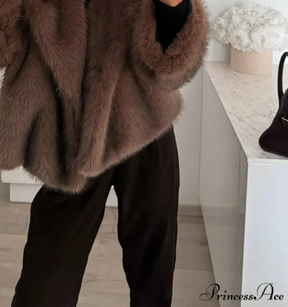 Large Tan Fluffy Brief Jacket