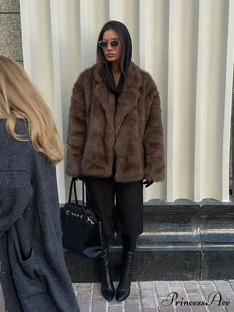 Large Tan Fluffy Brief Jacket