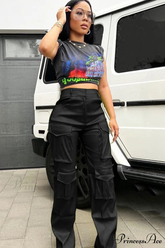 Large with Solid Cargo Pants Pocket