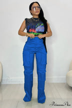 Large with Solid Cargo Pants Pocket