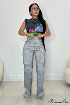 Large with Solid Cargo Pants Pocket