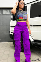 Large with Solid Cargo Pants Pocket