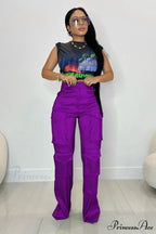 Large with Solid Cargo Pants Pocket