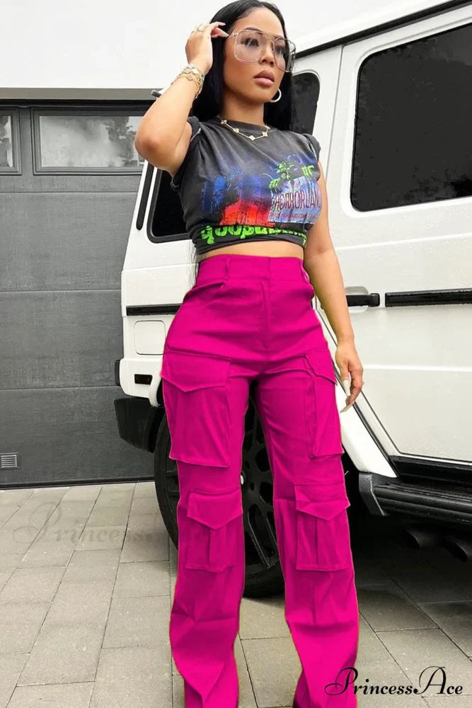 Large with Solid Cargo Pants Pocket