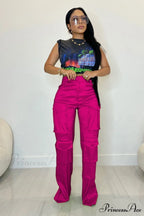 Large with Solid Cargo Pants Pocket