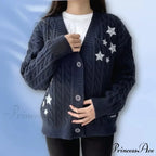 Late Night Navy Y2K Star Cardigan