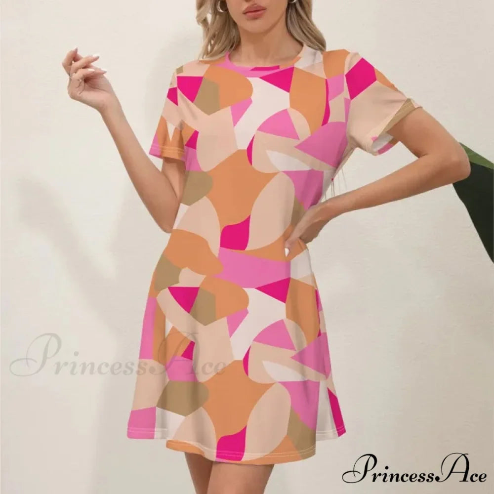 Latest Summer Fashion Floral Pattern Circular Neck Dress