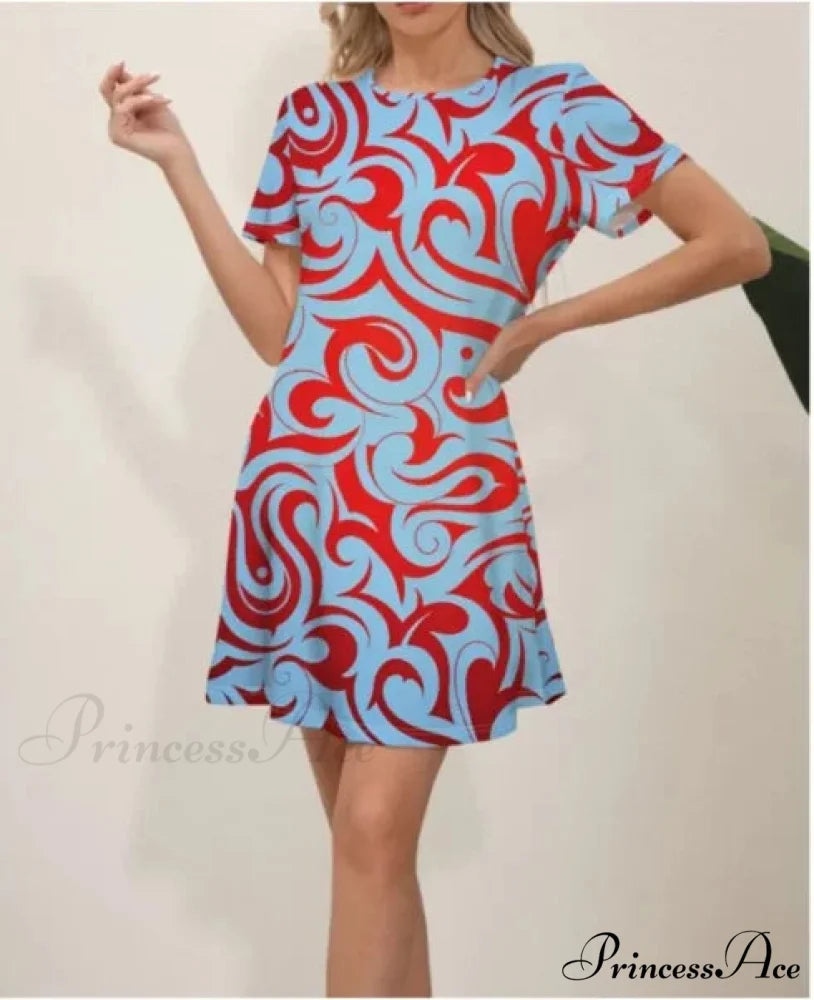 Latest Summer Fashion Floral Pattern Circular Neck Dress