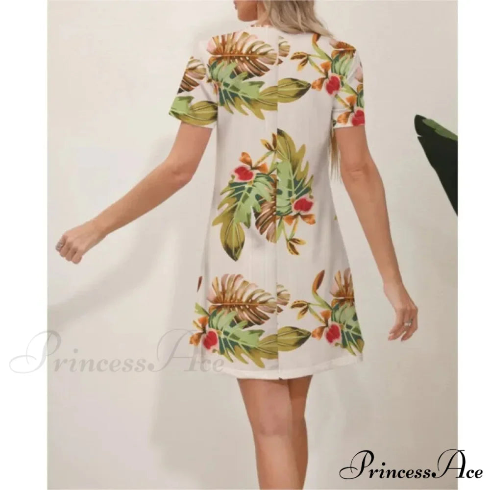 Latest Summer Fashion Floral Pattern Circular Neck Dress