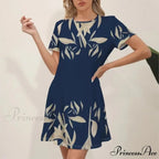 Latest Summer Fashion Floral Pattern Circular Neck Dress